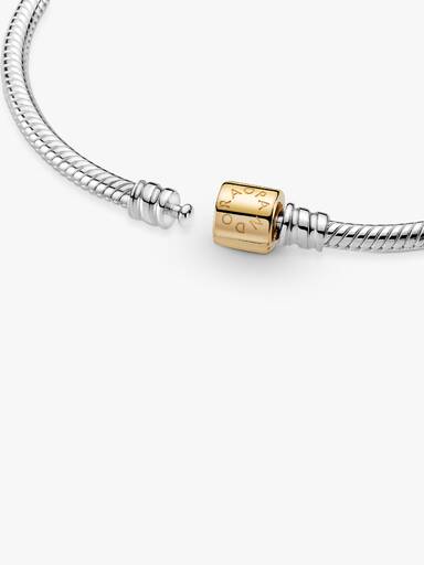 Pandora Moments Two-tone Barrel Clasp Snake Chain Bracelet