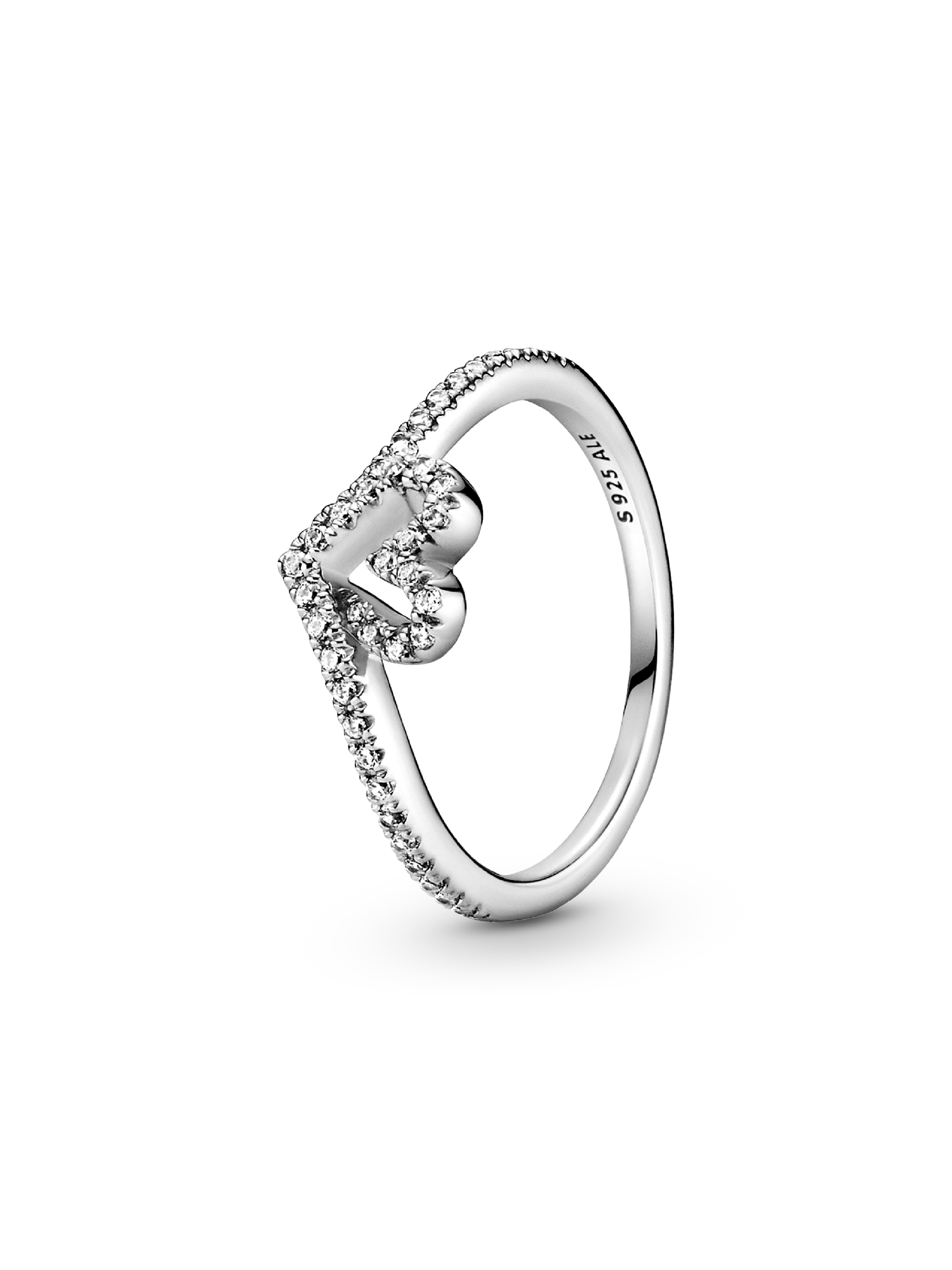 Sparkling Wishbone Heart Ring
