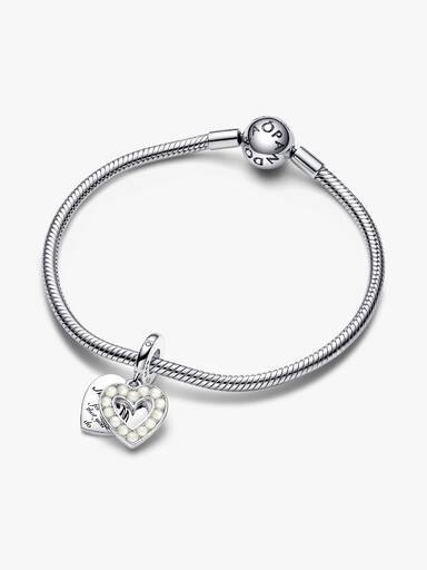 Pearlescent White Heart Double Dangle Charm