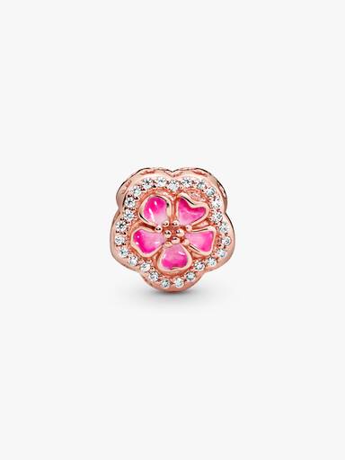 Pink Sparkling Peach Blossom Flower Charm