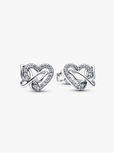 Entwined Heart & Butterfly Stud Earrings