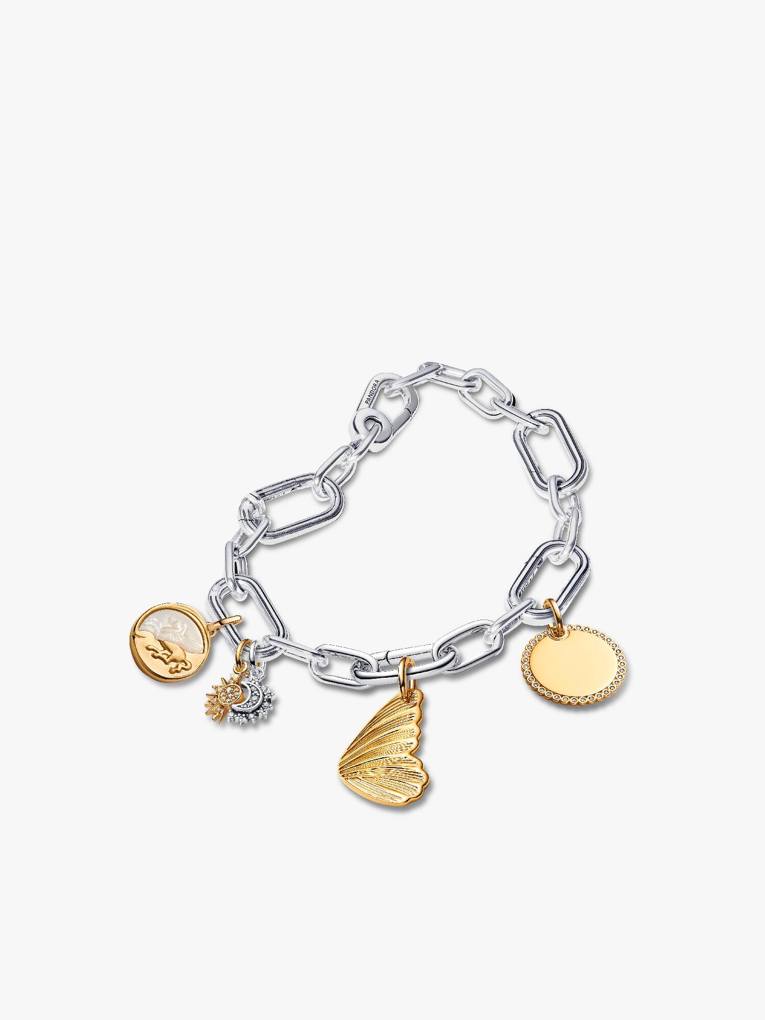 Engravable Butterfly Wing and Pegasus Charm Bracelet Set