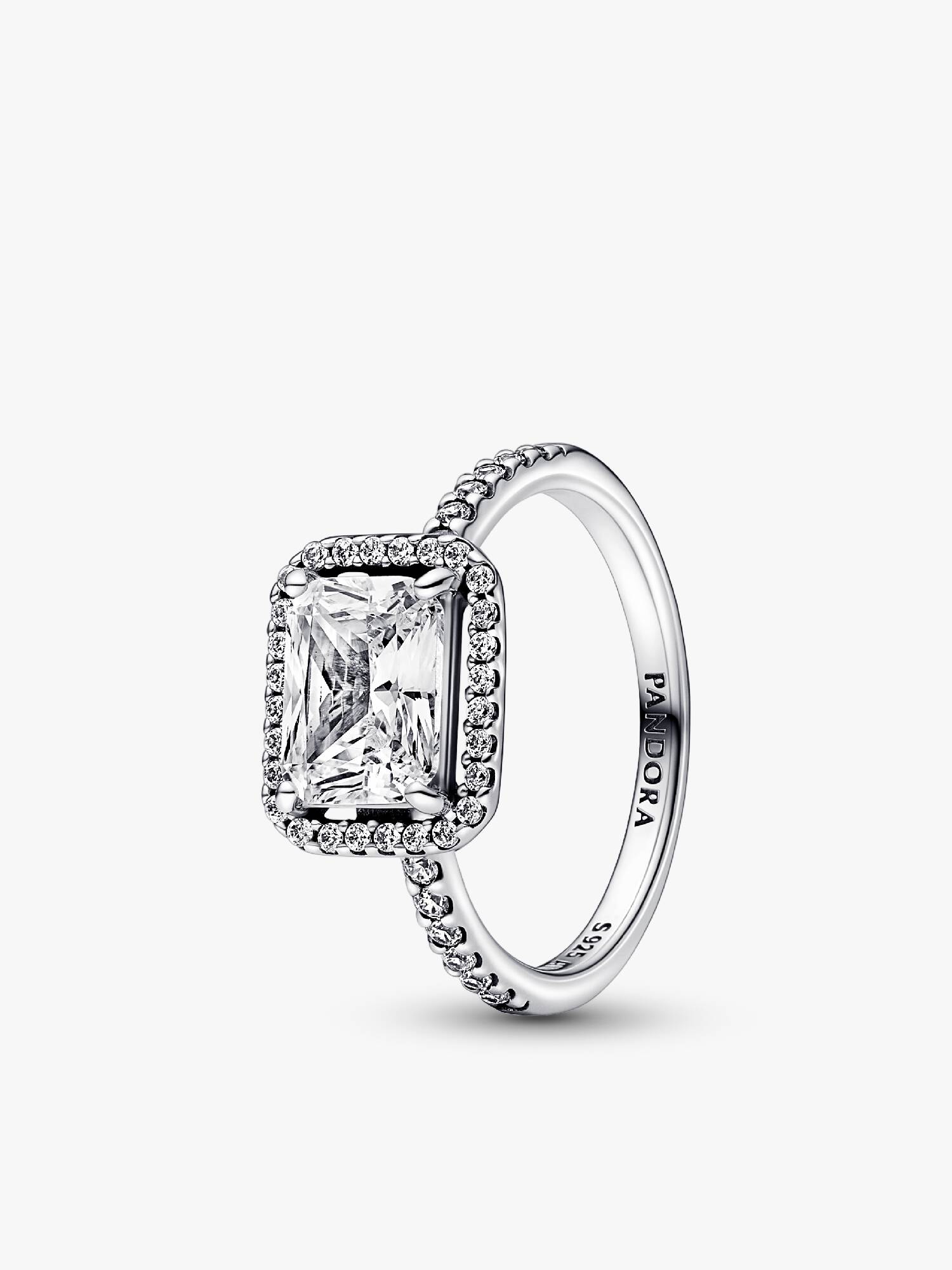 Rectangular Sparkling Halo Ring