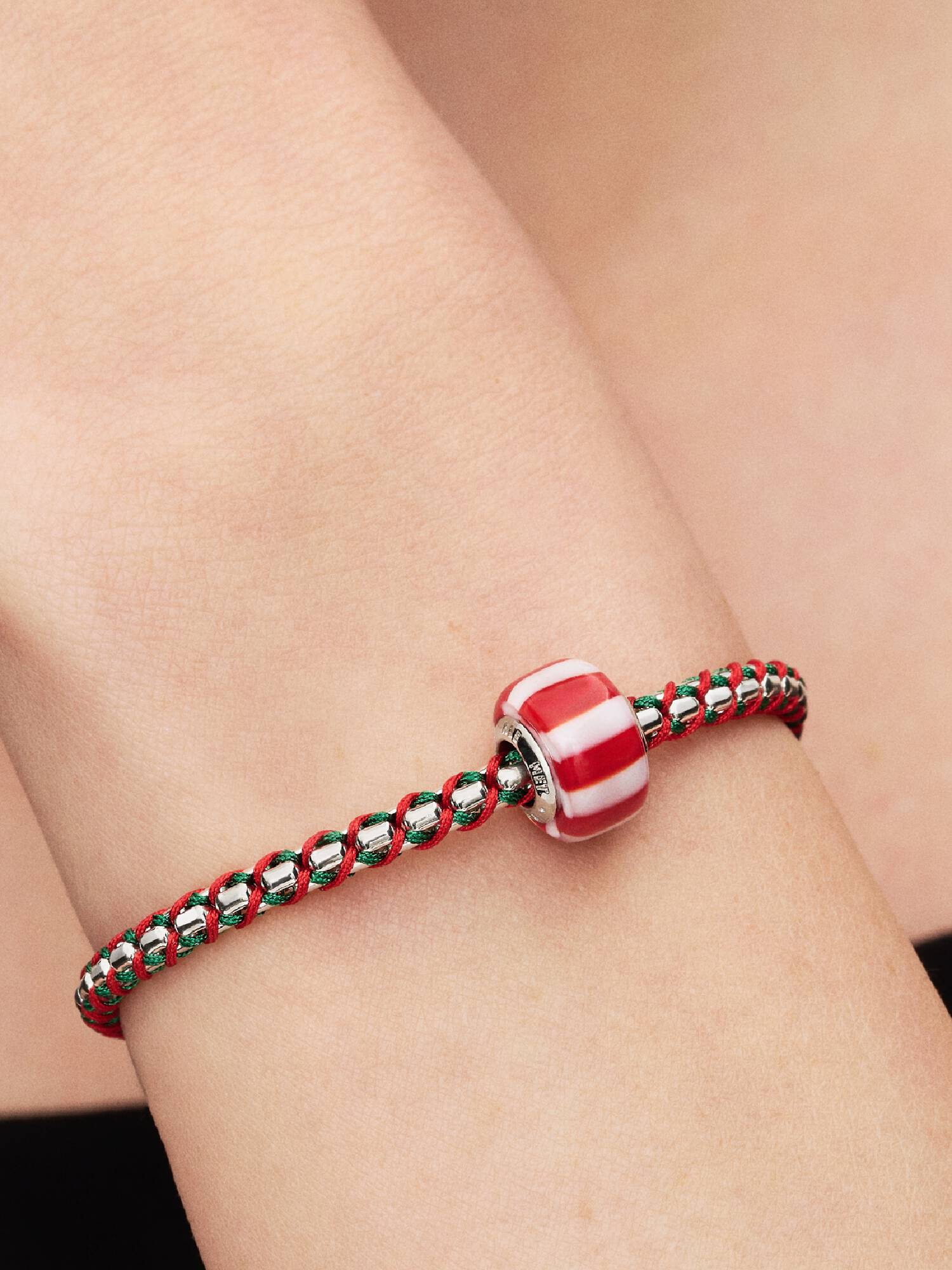 Red Peppermint Murano Glass Charm