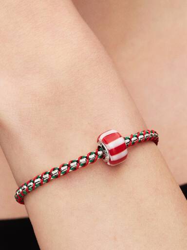 Red Peppermint Murano Glass Charm
