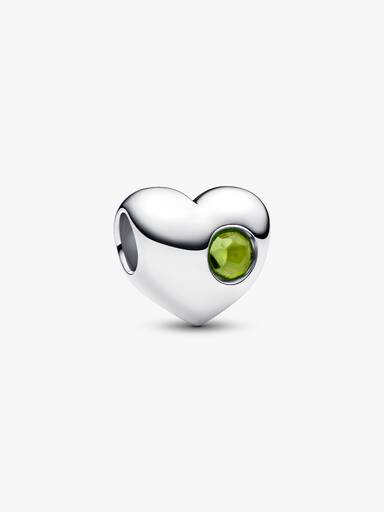 Engravable Spring Green Stone Heart Charm