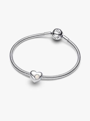 Engravable White Stone Heart Charm
