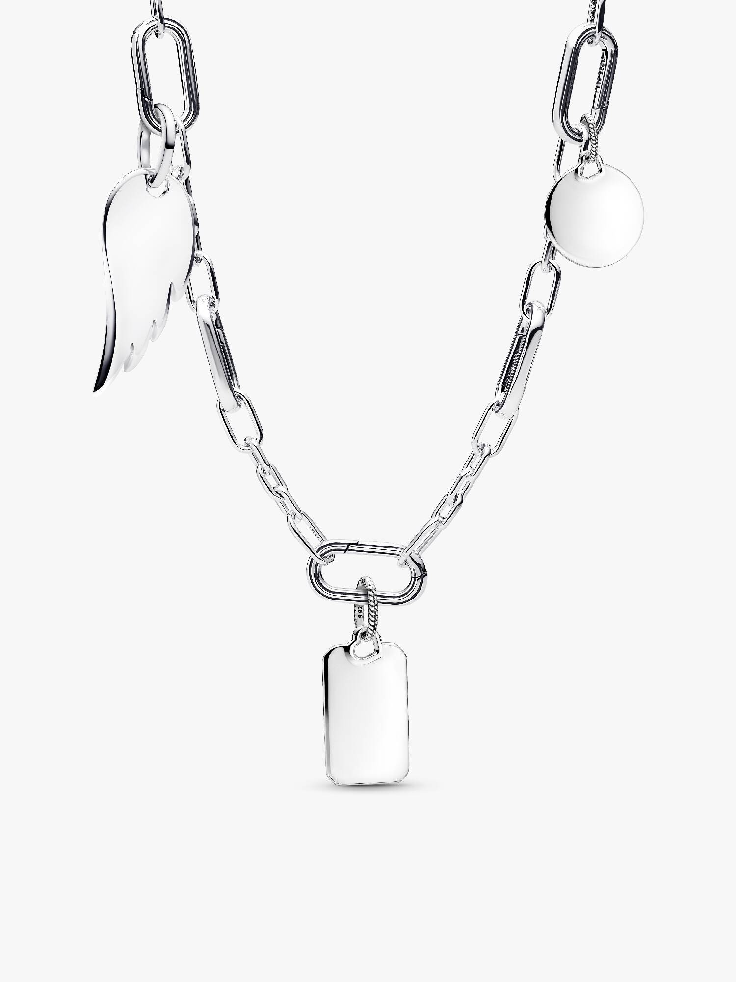 Engravable Angel Wing Tag Pendant Necklace Set
