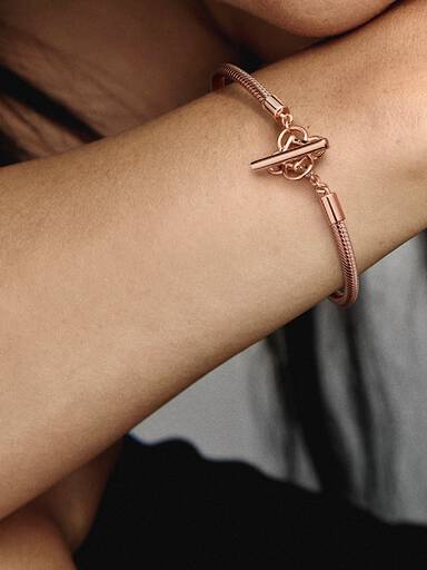 Pandora Moments Peace Knot T-bar Snake Chain Bracelet