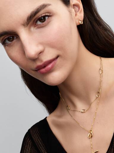 Organically Shaped Oval & Treated Freshwater Cultured Pearl Necklace