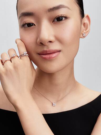 Sparkling Lucky Clover Stud Earrings