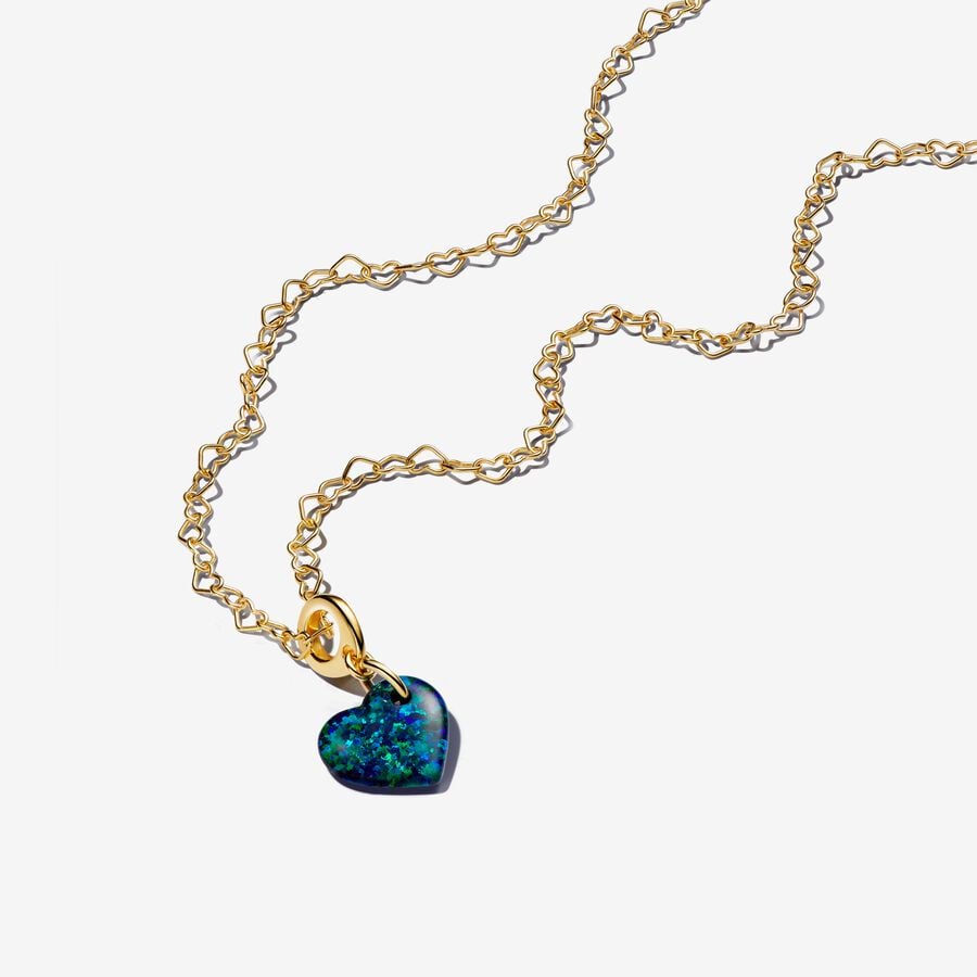 Opalescent Green Heart Necklace Set image number 0