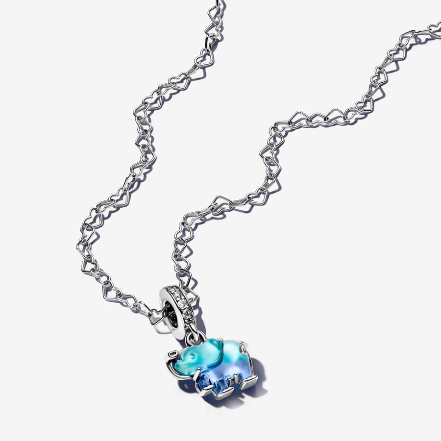 Blue Murano Glass Elephant Necklace Set  image number 0