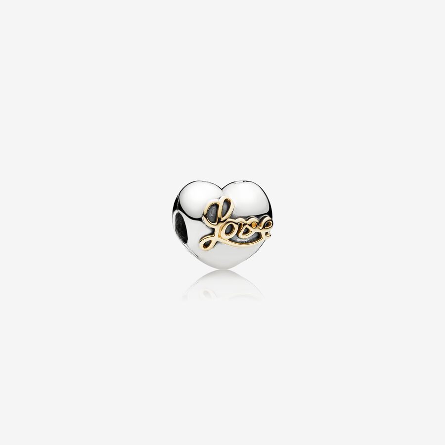 SALE - Heart silver clip with 14k love script image number 0