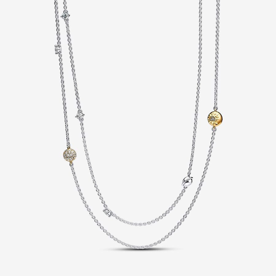 Two-tone Sparkling Solar System Long Necklace image number 0