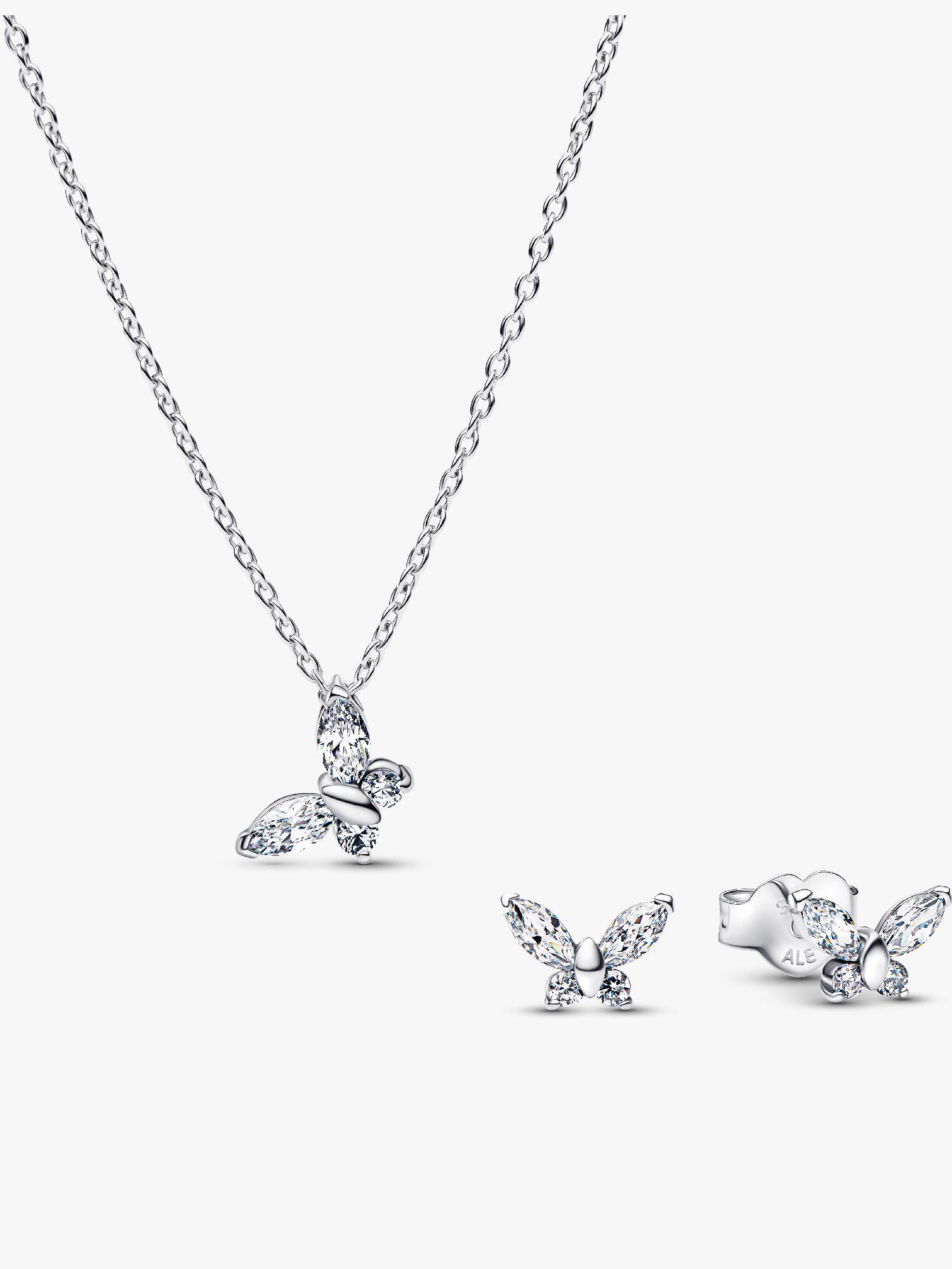 Sparkling Clear Butterfly Jewellery Set