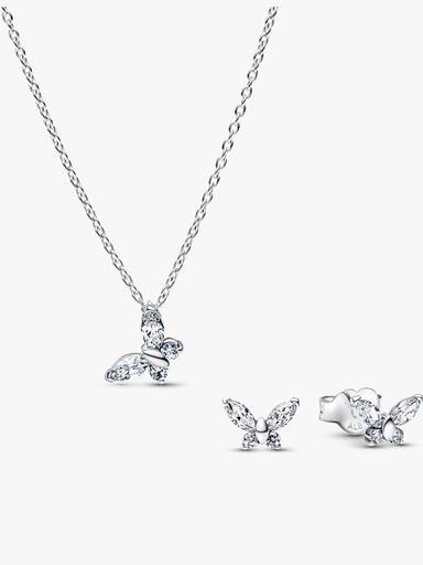 Sparkling Clear Butterfly Jewellery Set