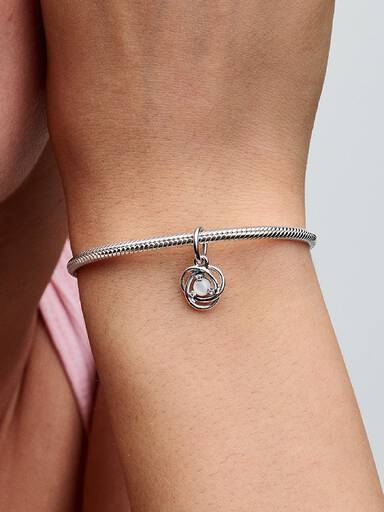 White Eternity Circle Dangle Charm