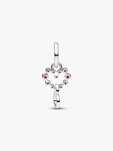 Connected Hearts & Red Stones Dangle Charm