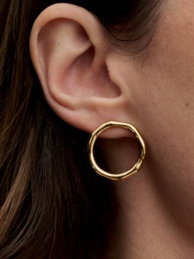 Organically Shaped Circle Stud Earrings
