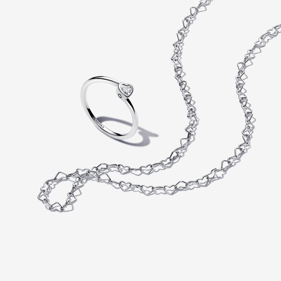 Linked Hearts Necklace & Ring Set image number 0