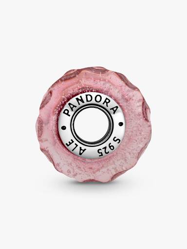艷粉紅波紋Murano琉璃串飾