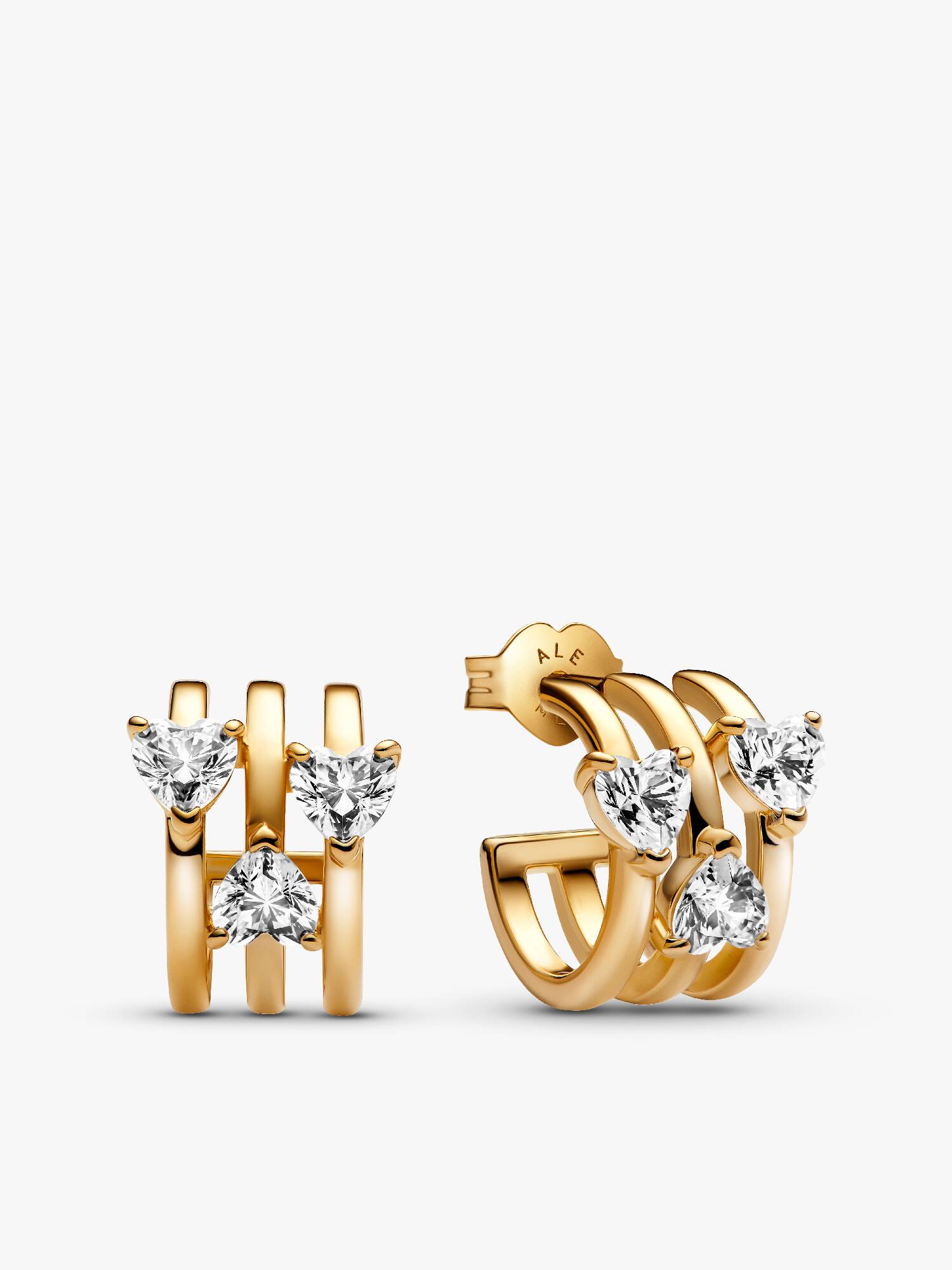 Triple Heart Hoop Earrings