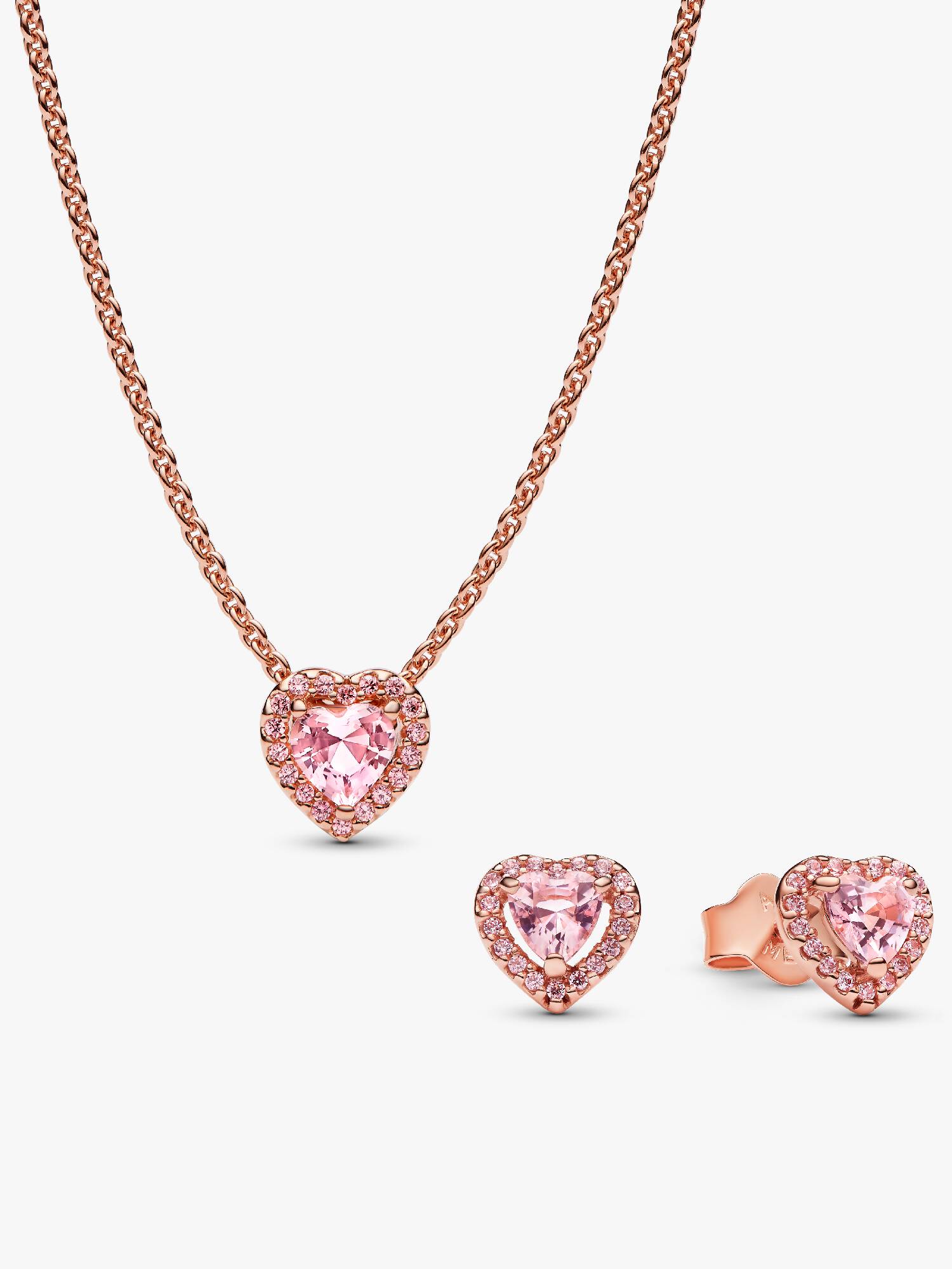 Pink Elevated Heart Jewellery Set