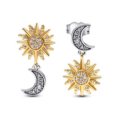 Two-tone Reversed Sun & Moon Stud Earrings