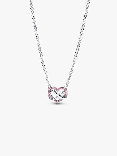 Sparkling Pink Infinity Heart Collier Necklace