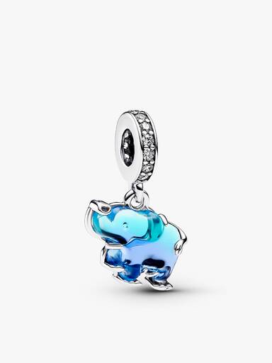 Blue Murano Glass Elephant Necklace Set