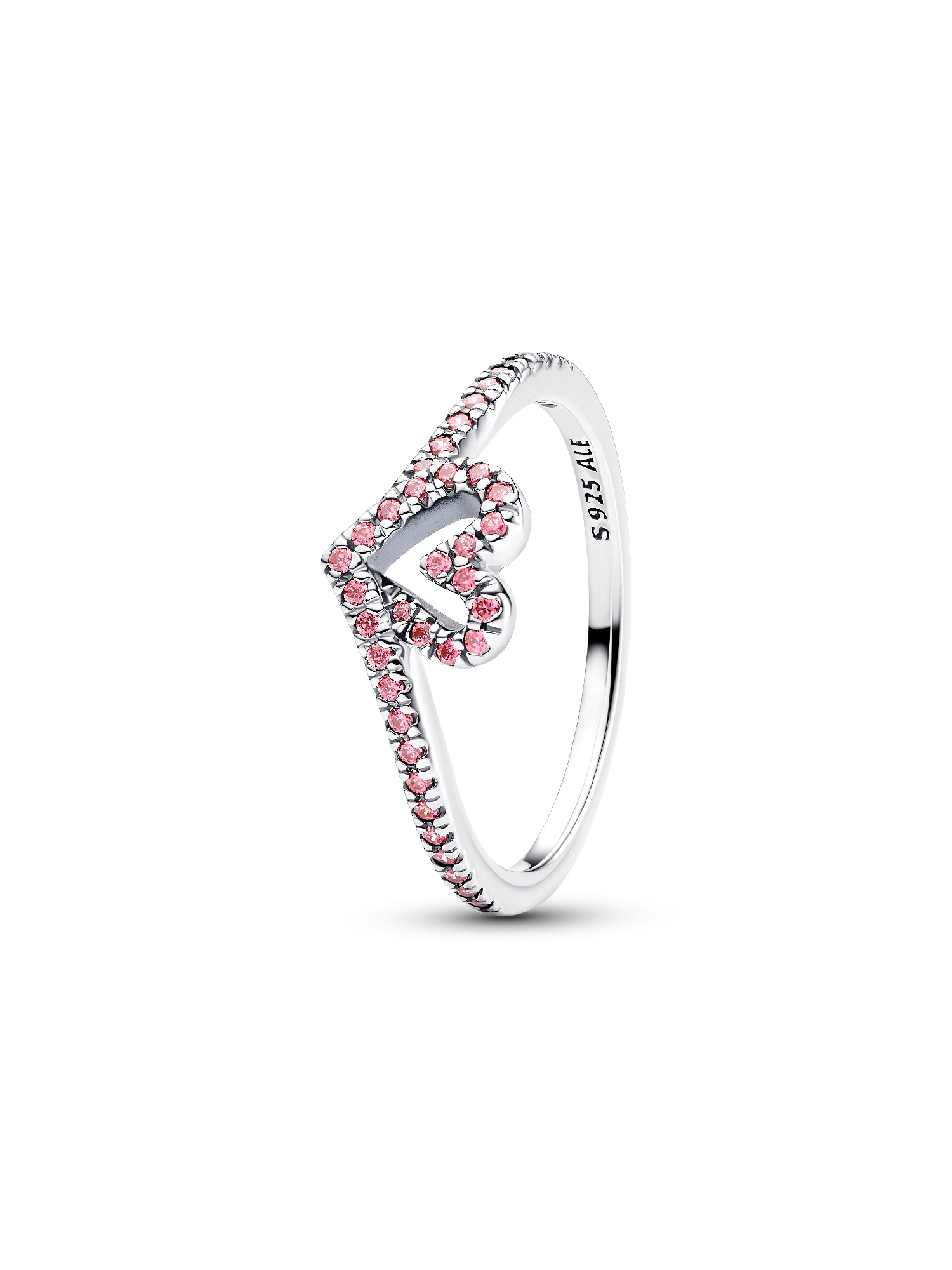 Sparkling Wishbone Pink Heart Ring