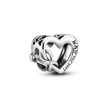Heart and infinity sterling silver charm