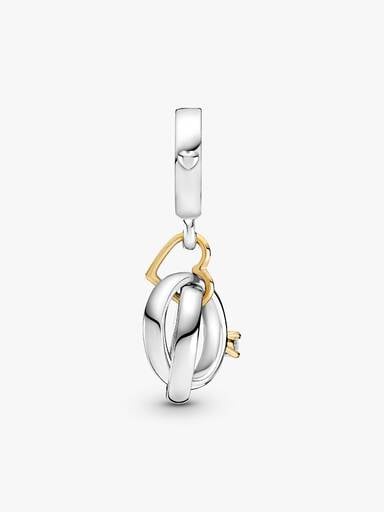 Two-tone Wedding Rings Dangle Charm