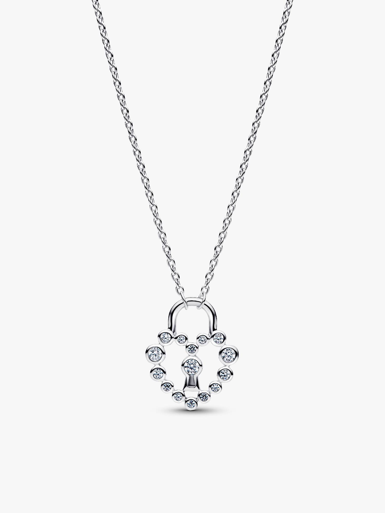 Sparkling Heart Padlock Pendant Necklace