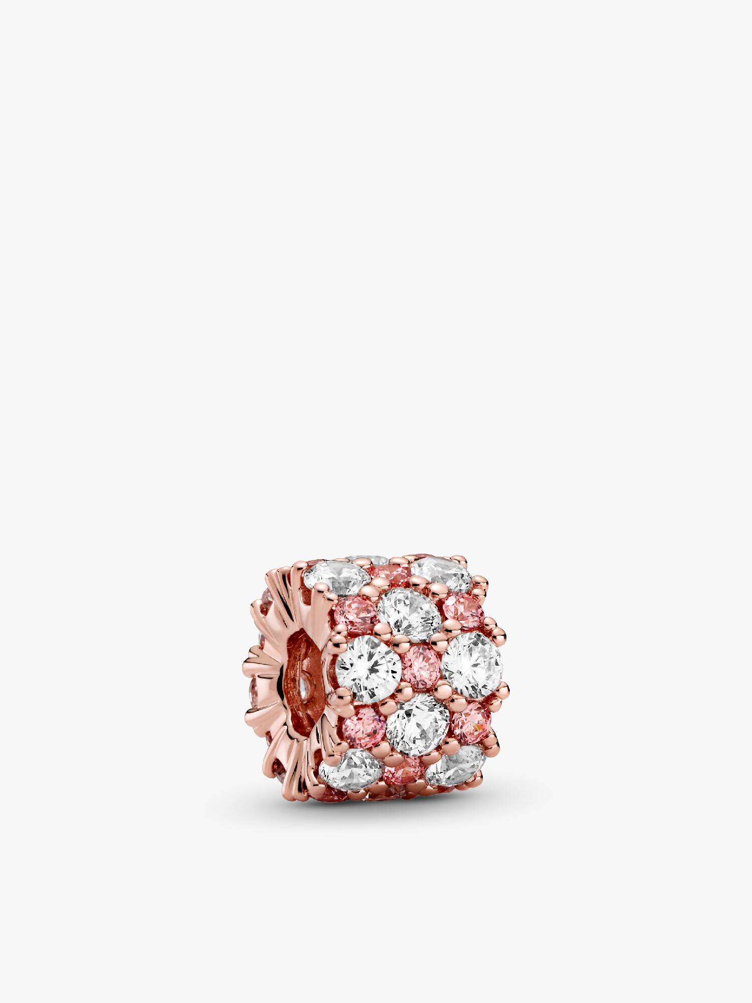 14k Rose gold-plated charm with clear and fancy fairy tale pink cubic zirconia