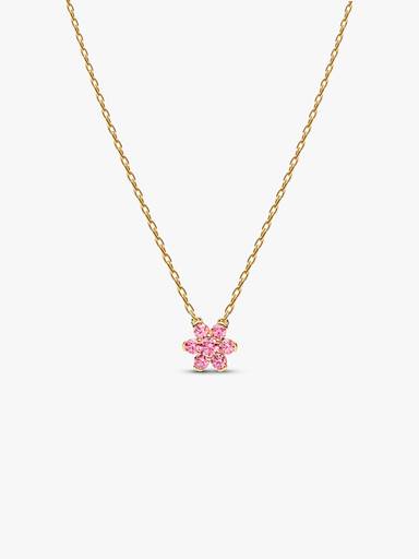 Sparkling Pink Flower Pendant Necklace