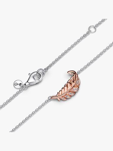 Two-Tone Floating Curved Feather Collier Necklace