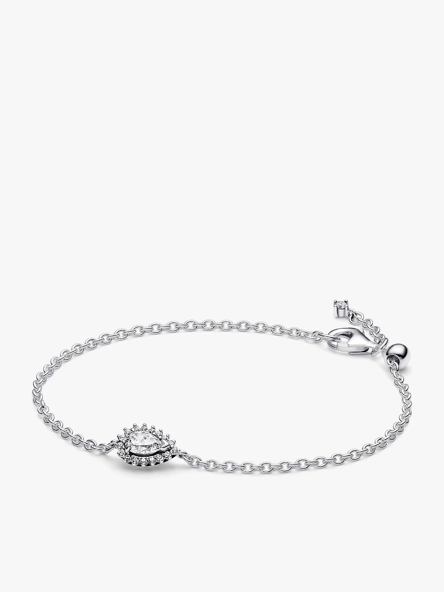 Sparkling Pear Halo Chain Bracelet