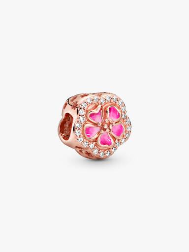 Pink Sparkling Peach Blossom Flower Charm