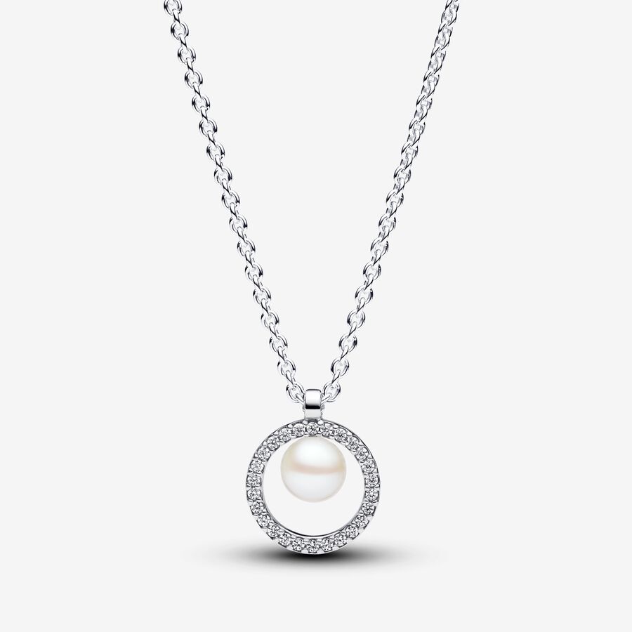 Treated Freshwater Cultured Pearl & Pavé Collier Necklace image number 0