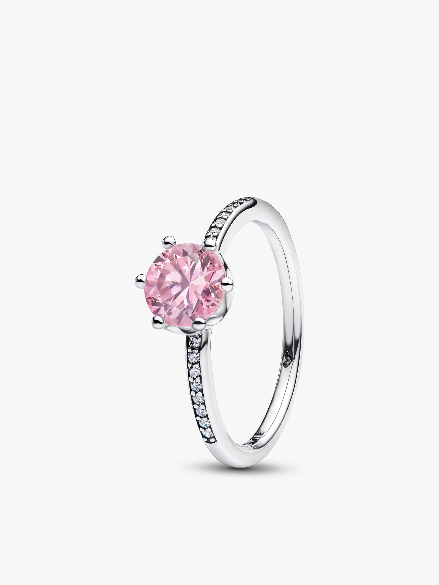 Pink Sparkling Crown Solitaire Ring