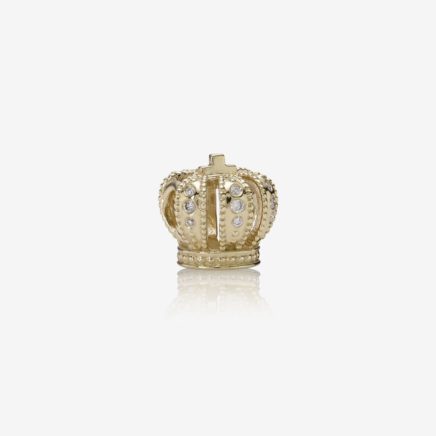 Majestic Crown, gold charm, 0.108ct TW h/vs diamonds image number 0