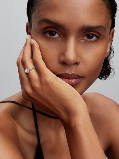 Elevated White Heart Ring