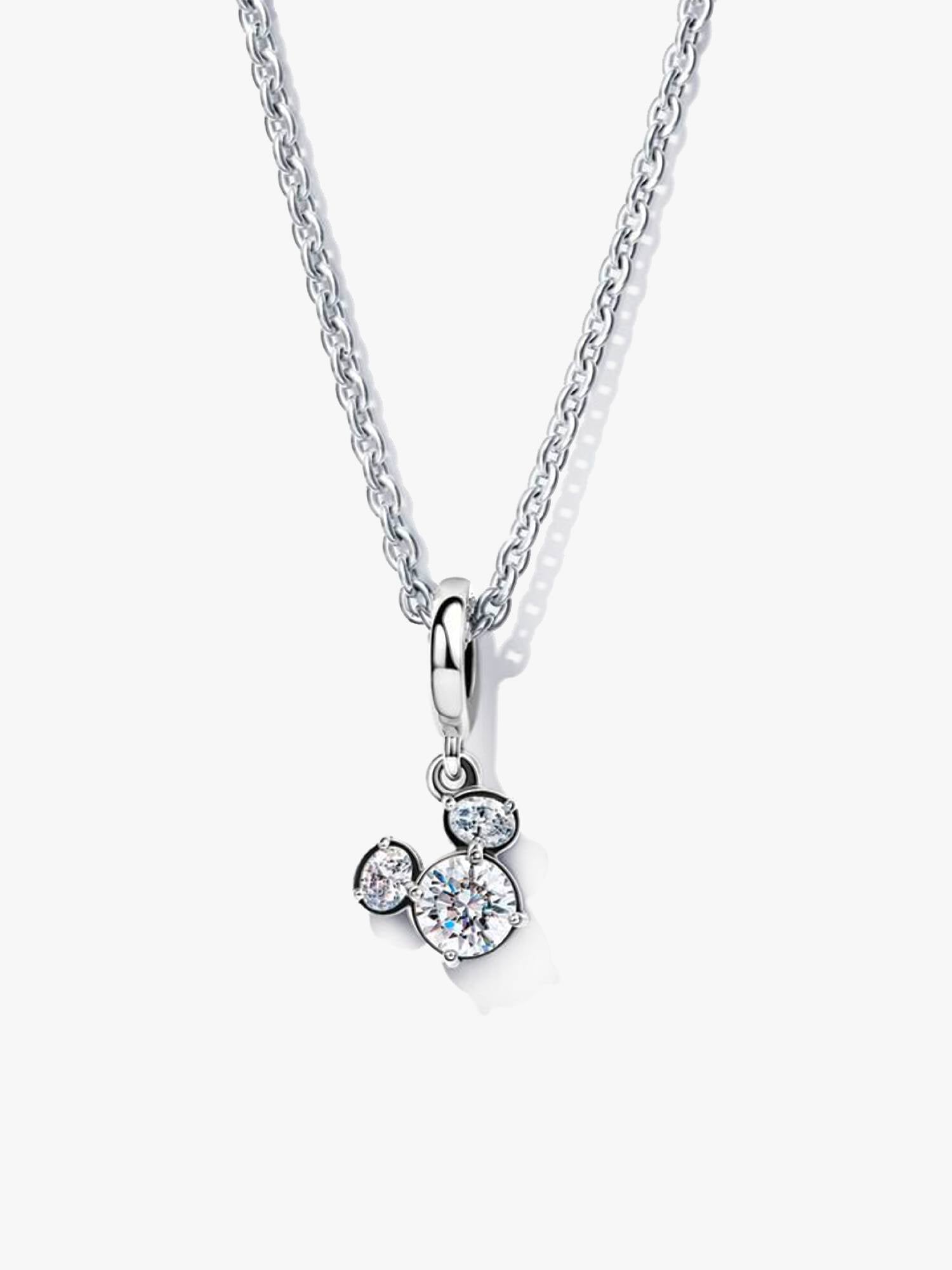 Disney Mickey Mouse Sparkling Head Silhouette Pendant Necklace Set