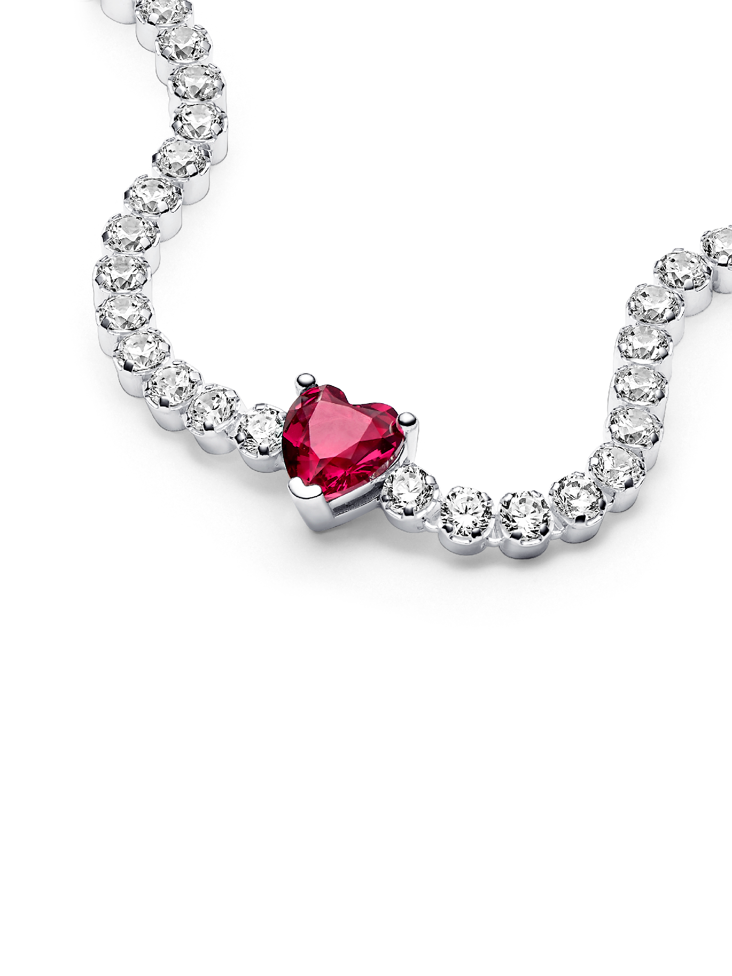 Red Sparkling Heart Tennis Bracelet | Sterling silver | Pandora HK