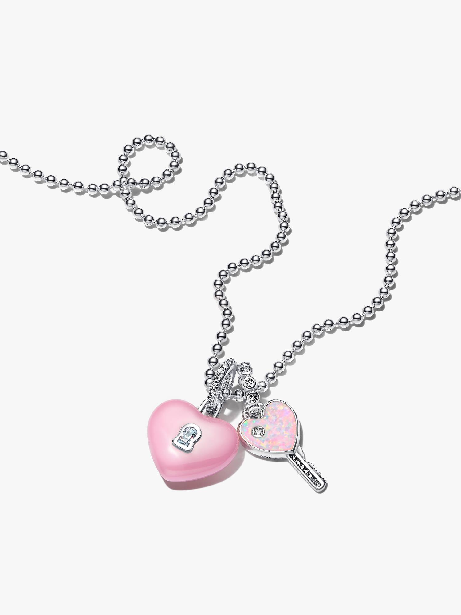 Heart Key & Padlock Necklace Set