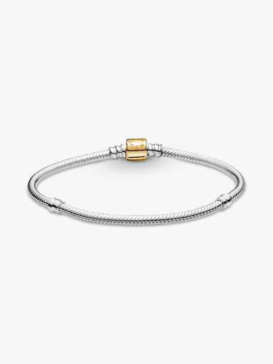 Pandora Moments Two-tone Barrel Clasp Snake Chain Bracelet