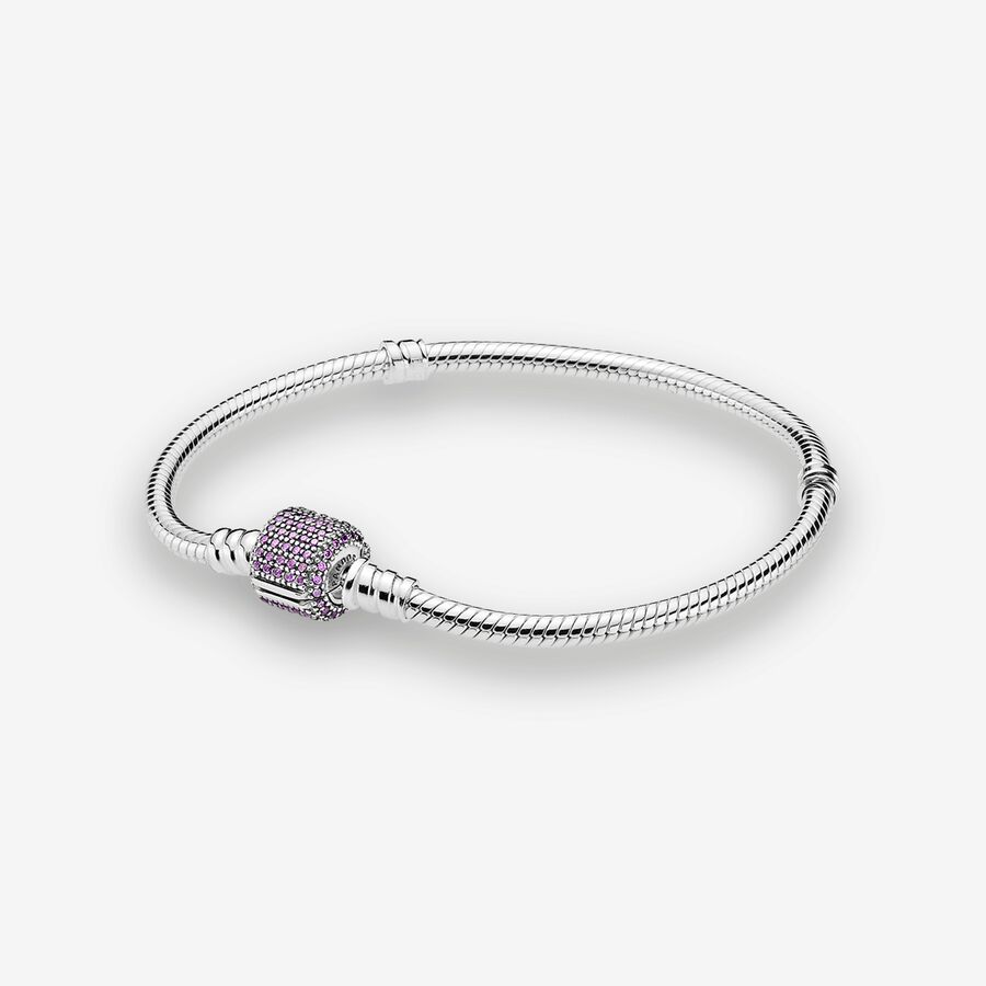 SALE - Moments Silver Bracelet, Fancy Purple Signature Clasp image number 0