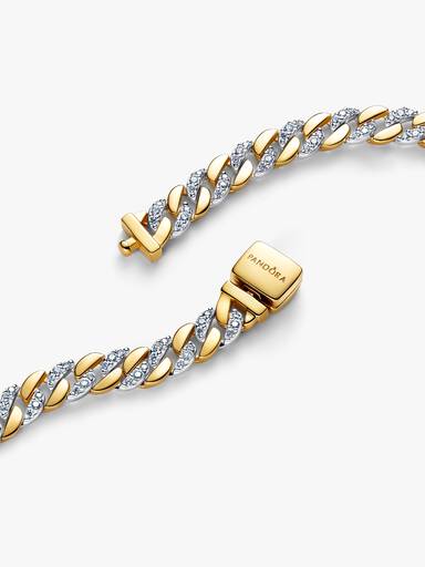 Two-tone Pavé Cuban Chain Bracelet